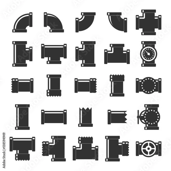 Fototapeta Pipe itting vector set.