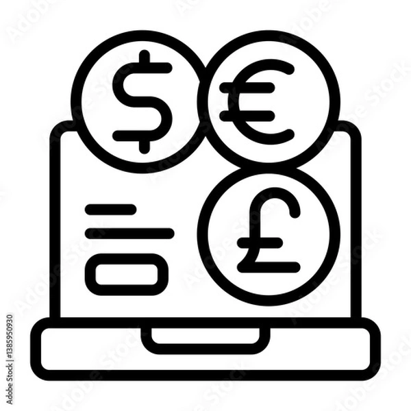 Fototapeta Multi Currency Outline Icon