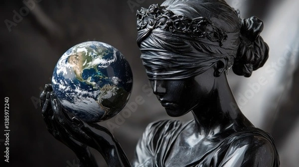 Fototapeta Blind Justice and the Earth: A Symbolic Depiction of Global Responsibility