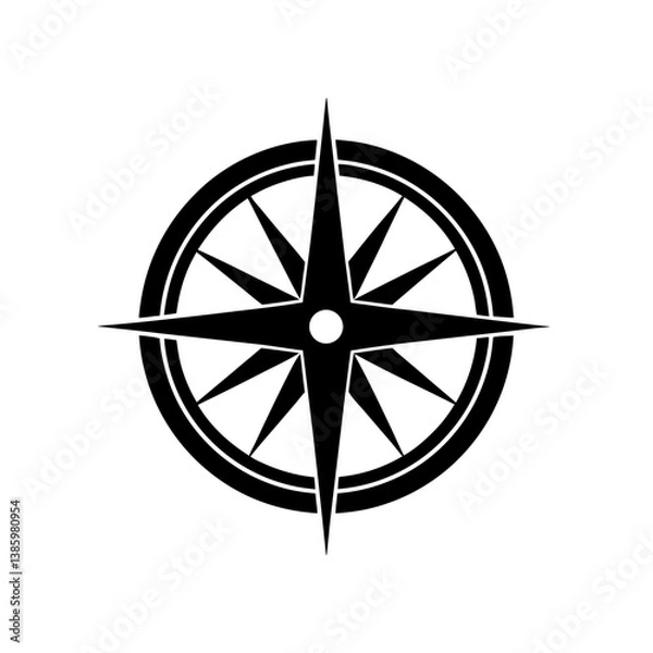 Obraz compass on black background