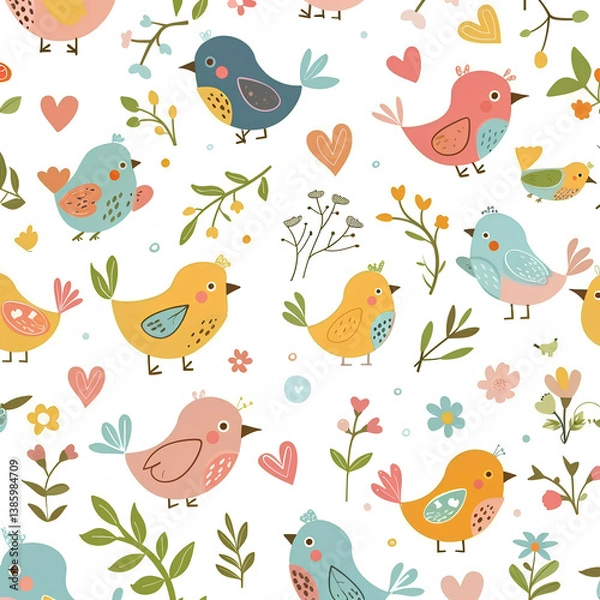 Fototapeta seamless background with birds