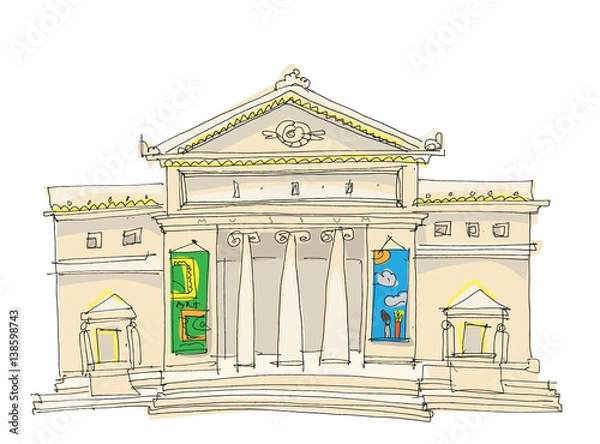 Obraz old museum - cartoon
