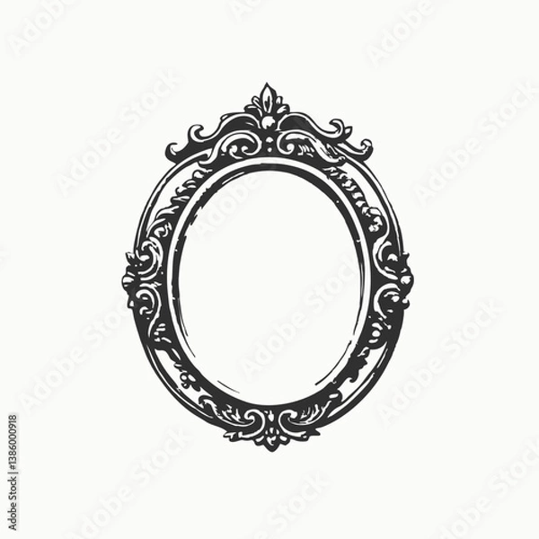 Obraz Vintage frame collection with different ornaments. Interior silhouette design element isolated on white background. 