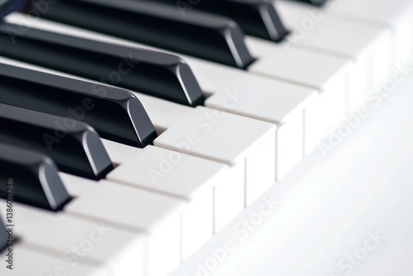 Obraz A serene black piano in a minimalist setting, ideal for classical music themes and artistic visuals.