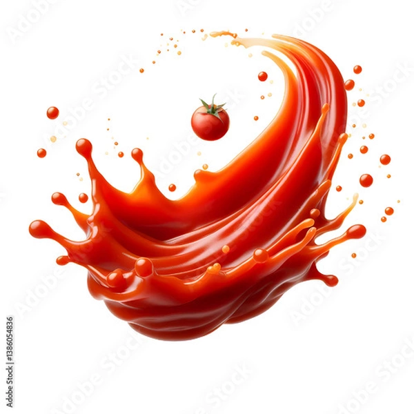 Obraz floating splash of tomato ketchup or sauce isolated on white background