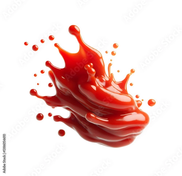 Obraz floating splash of tomato ketchup or sauce isolated on white background