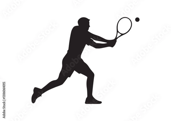 Obraz Tennis Player Hitting Ball Silhouette Vector