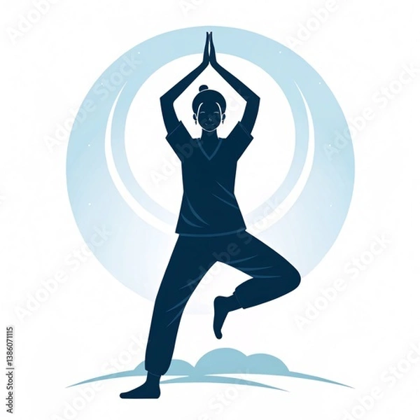 Fototapeta Meditative Movement Icon Silhouette Vector Design with White Background