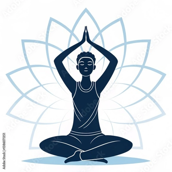 Fototapeta Meditative Movement Icon Silhouette Vector Design with White Background