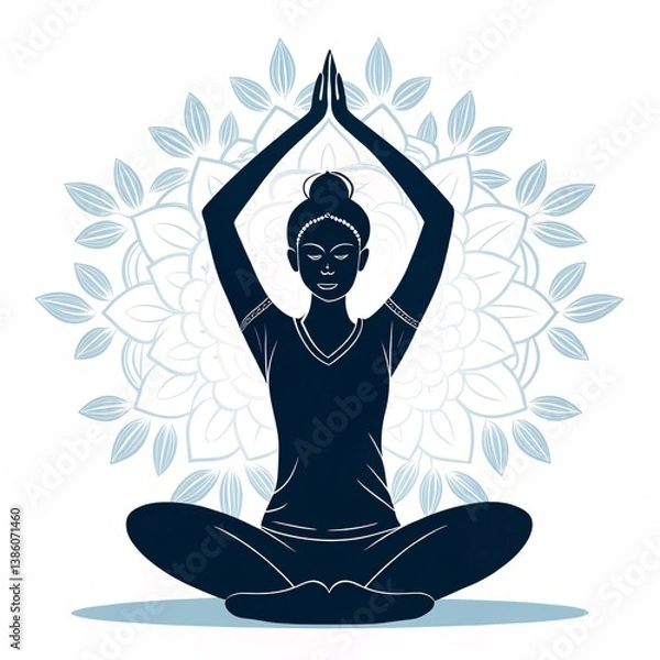 Obraz Meditative Movement Icon Silhouette Vector Design with White Background