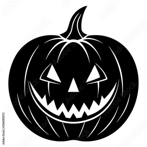 Fototapeta Spooky and cute Halloween pumpkin face vector design. Perfect for crafting and digital art.