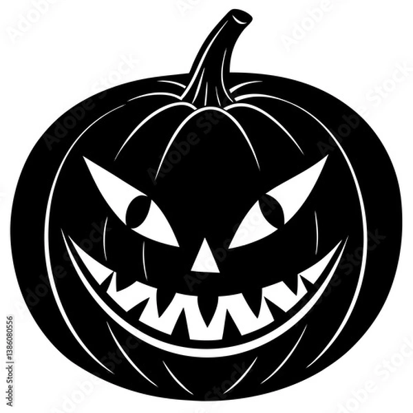 Obraz Angry and laughing Halloween pumpkin vector faces. Great for spooky digital artwork.
