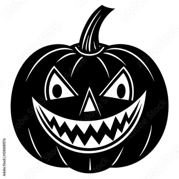 Obraz Creepy jack-o-lantern silhouette vector set with various expressions. Great for Halloween invites, crafts, and decor.