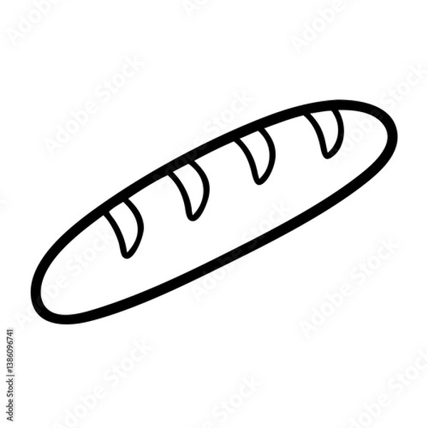 Fototapeta Baguette icon outlined simple design on white background  