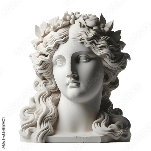 Obraz Gypsum copy of ancient statue Venus head  isolated on white background