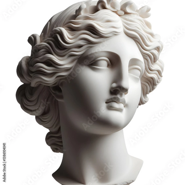 Obraz Gypsum copy of ancient statue Venus head  isolated on white background