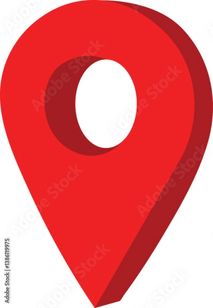 Obraz 3d red location map pin icon for gps pointer markers vector for destination.