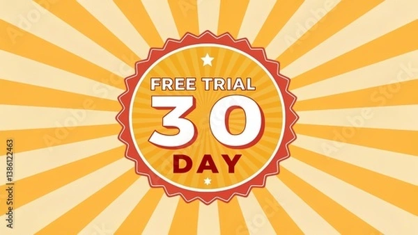Fototapeta free trial 30 day vector featuring a cheerful sunburst design with warm yellow and orange tones