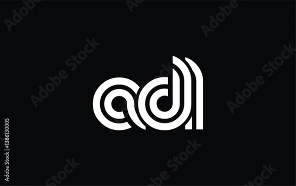 Fototapeta ADL Creative Unique Modern Letter Logo Design. Stylized logo featuring a unique letter design, presenting abstract minimalist aesthetics and modern appeal.