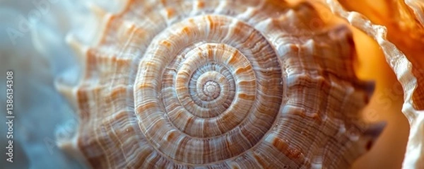 Fototapeta Seashell showing concentric growth rings in close up image