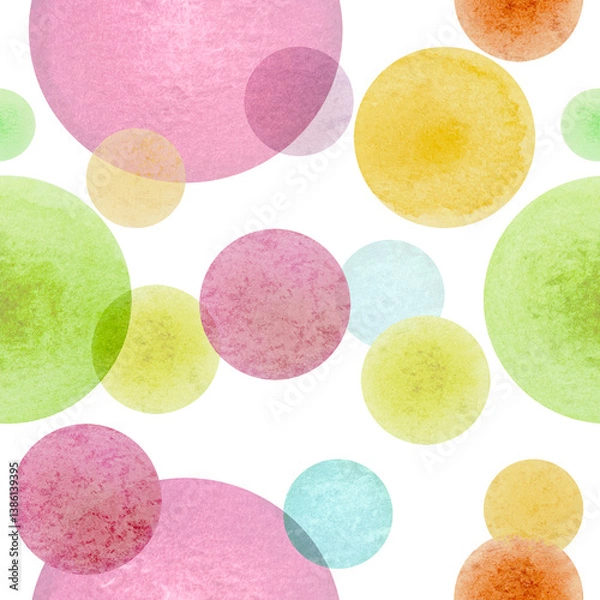 Fototapeta abstract background with colorful circles, seamless pattern.