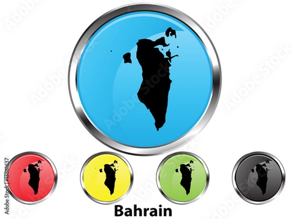 Fototapeta Glossy vector map button of Bahrain