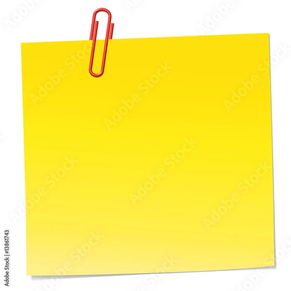 Obraz Yellow note and red paperclip