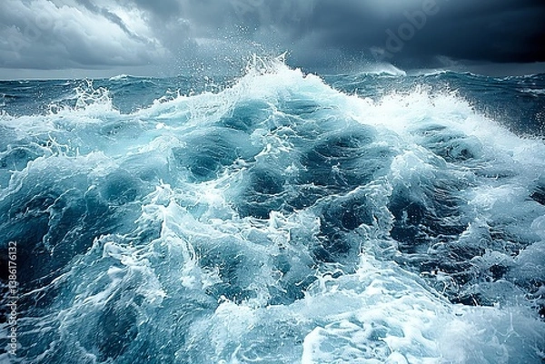 Fototapeta Breathtaking ocean waves displaying vivid turquoise and deep blue hues in dynamic motion