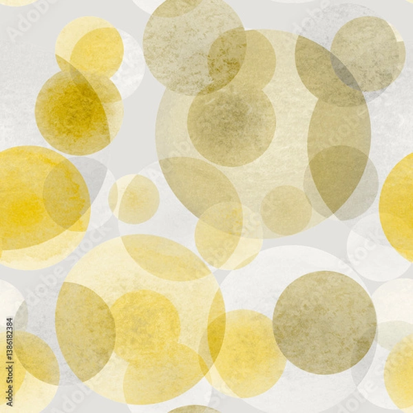 Fototapeta Watercolor abstract background with yellow grey beige colour circles