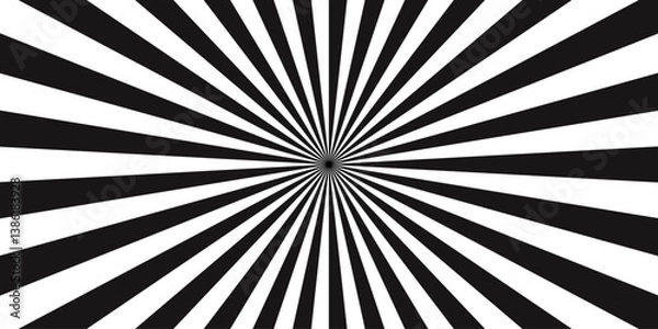 Fototapeta Abstract background with Classic vintage sun rays pattern. white and black swirling pattern background with Vortex Ray stripes Funky ray elements, circle motifs, reminiscent of circus themes