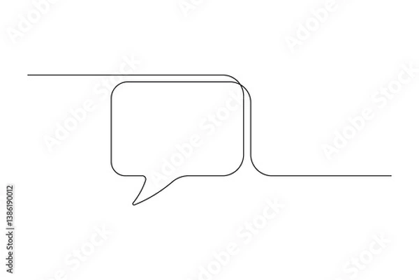Fototapeta Minimalist One Line Speech Bubble Square Shape Vector Illustration