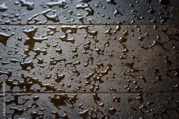 Obraz Background of oak planks with water drops