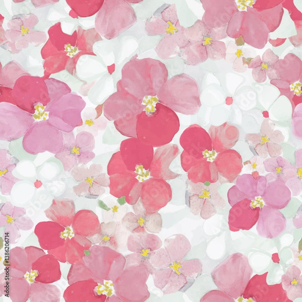 Fototapeta seamless pattern with pink flowers