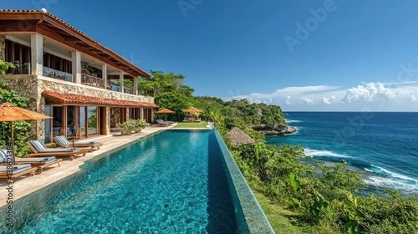 Obraz Luxury Cliffside Villa with Infinity Pool and Ocean View