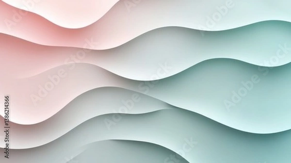 Fototapeta Abstract pastel layered waves background for creative designs, presentations