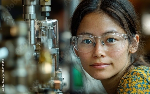 Fototapeta Focused scientist in lab setting