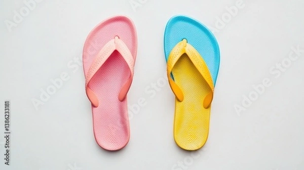 Fototapeta Pair of colorful flip-flops (8)