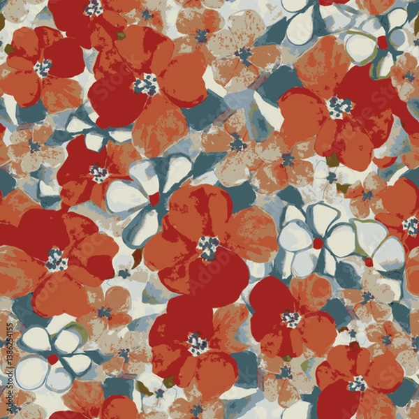 Fototapeta seamless pattern with flowers, vector design.