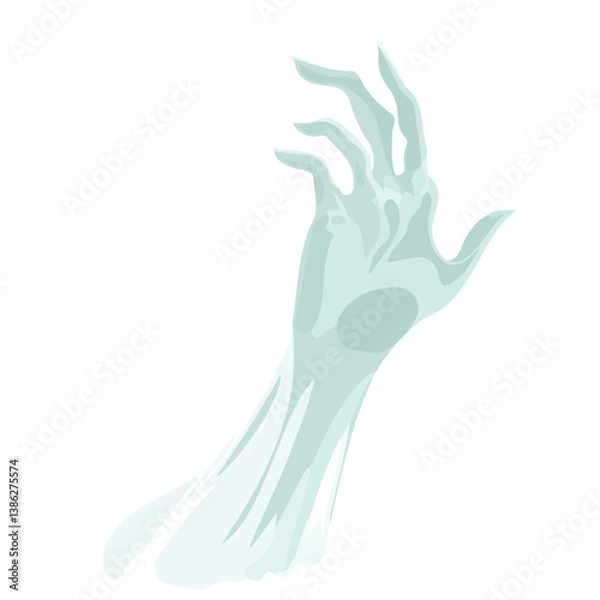 Fototapeta Flat vector wraith hand, minimalist design, isolated on a white background.

