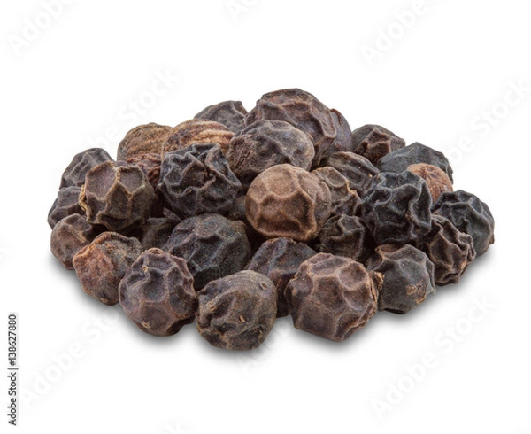 Obraz Black pepper on white background.