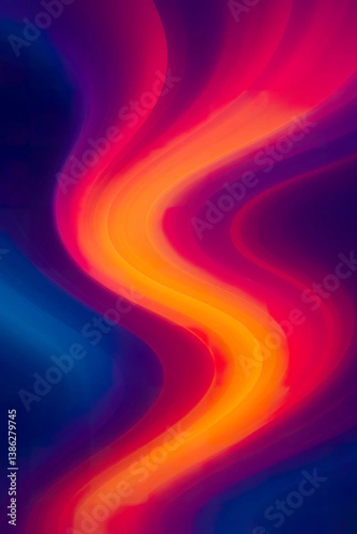 Fototapeta Radiant abstract light wave flowing through vibrant red-orange spectrum gradient