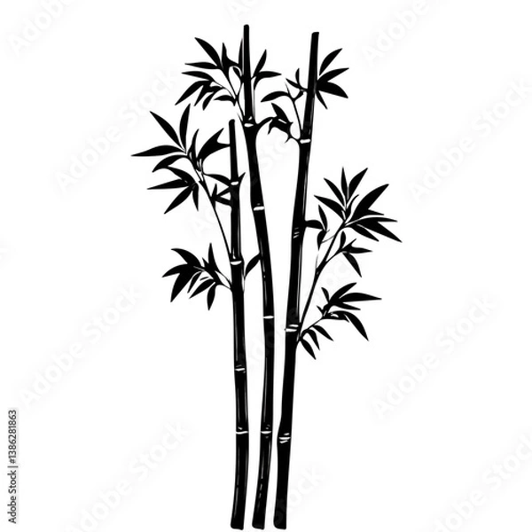 Fototapeta Bamboo shoot minimalist flat illustration, featuring a clean design isolated on a white background.

