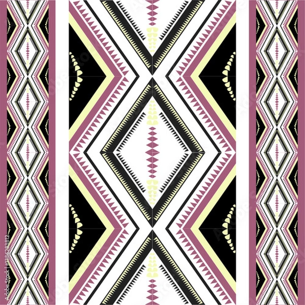 Fototapeta Geometric Ethnic Oriental Seamless Pattern Traditional Design for Background, Carpet, Wallpaper, Clothing, Wrapping, Batik, Vector, Illustration, Embroidery Style	
