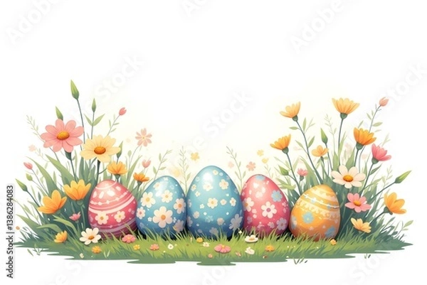 Fototapeta easter eggs in grass