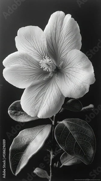 Fototapeta Monochrome Hibiscus: A Study in Light and Shadow