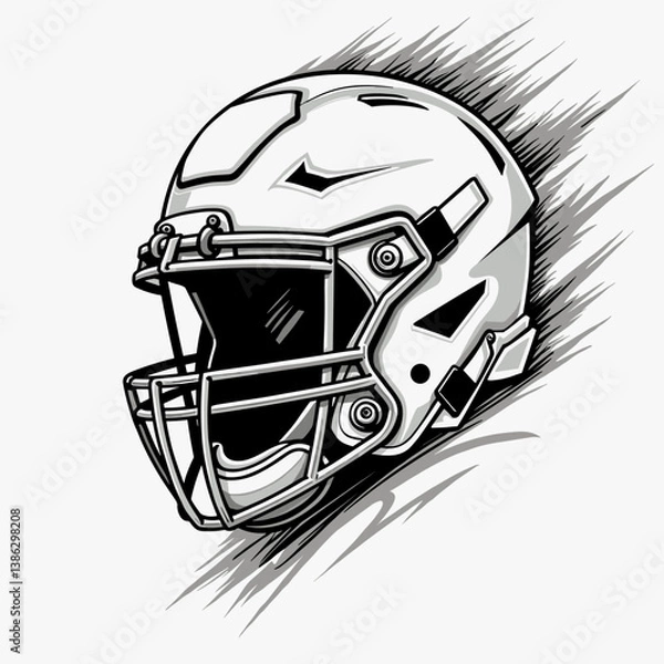 Fototapeta Stylized illustration of a white football helmet with motion lines on a light background
