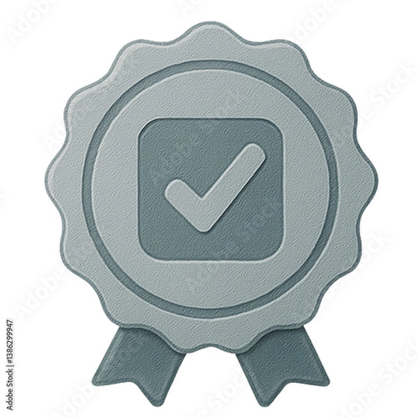 Obraz Silver To-Do Badge with Checkmark for Task Tracking

