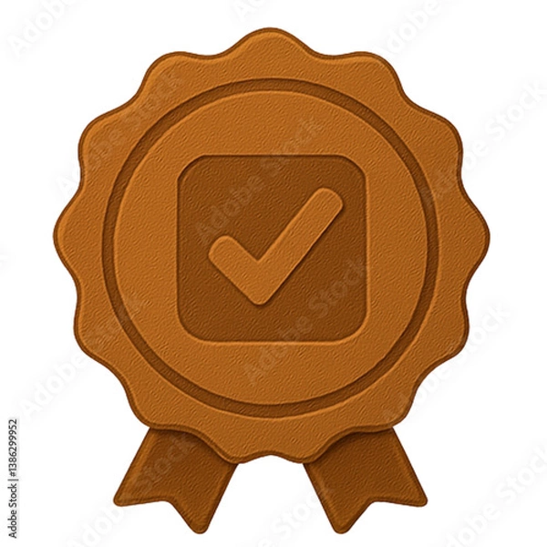Obraz Bronze Task Completed Badge with Check Icon

