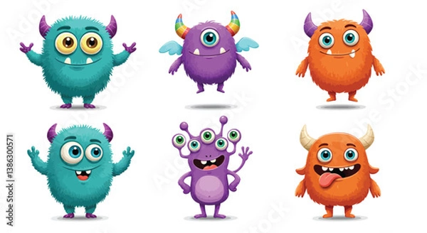 Fototapeta a set of cute monster character