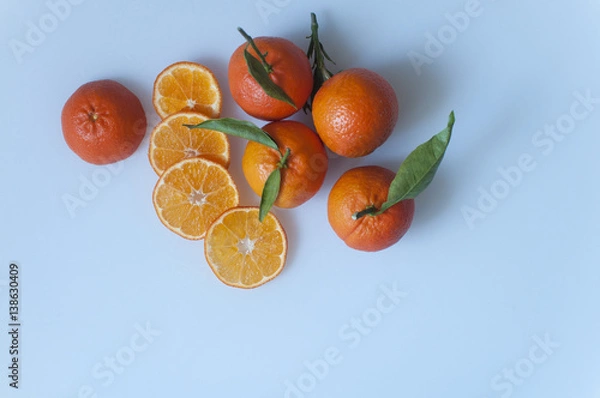 Obraz top view fresh oranges with copy space